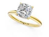 Yellow gold Cushion Cut Solitaire Ring with Thin Band and Four-Prong Setting_37