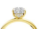 Yellow gold Cushion Cut Solitaire Ring with Thin Band and Four-Prong Setting_40