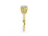 Yellow gold Cushion Cut Solitaire Split Shank Pave Diamond Engagement Ring with Four-Prong Setting_15
