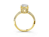 Yellow gold Cushion Cut Solitaire Split Shank Pave Diamond Engagement Ring with Four-Prong Setting_16