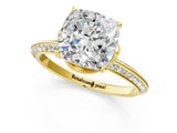 Yellow gold Cushion Cut Solitaire Split Shank Pave Diamond Engagement Ring with Four-Prong Setting_38
