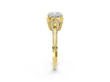 Yellow gold Cushion Cut Solitaire Split Shank Pave Diamond Engagement Ring with Four-Prong Setting_39