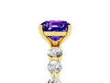 Yellow gold Cushion Cut Solitaire Tanzanite Ring with Pave Band and Four-Prong Setting_5