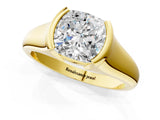 Yellow gold Cushion Cut Solitaire Tension Set Diamond Ring with Split Shank Band_16
