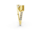 Yellow gold Cushion Cut Solitaire Tension-Set Diamond Split Shank Ring_22