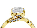 Yellow gold Cushion Cut Solitaire Twist Pave Diamond Engagement Ring with Prong Setting_19