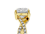 Yellow gold Cushion Cut Solitaire Twist Pave Diamond Engagement Ring with Prong Setting_20