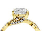 Yellow gold Cushion Cut Solitaire Twist Pave Diamond Engagement Ring with Prong Setting_31