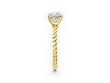 Yellow gold Cushion Cut Solitaire Twisted Band 4-Prong Ring_17