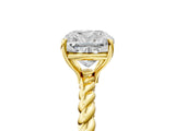 Yellow gold Cushion Cut Solitaire Twisted Band 4-Prong Ring_20