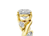 Yellow gold Cushion Cut Solitaire Twisted Band Marquise Accent Prong Setting Ring_8
