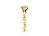 Yellow gold Cushion Cut Solitaire Twisted Band with Four-Prong Setting_144