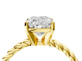 Yellow gold Cushion Cut Solitaire Twisted Band with Four-Prong Setting_146