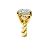 Yellow gold Cushion Cut Solitaire Twisted Band with Four-Prong Setting_147