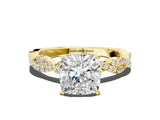 Yellow gold Cushion Cut Solitaire Twisted Pave Band with Four-Prong Setting_4