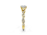 Yellow gold Cushion Cut Solitaire Twisted Pave Band with Four-Prong Setting_6