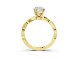 Yellow gold Cushion Cut Solitaire Twisted Pave Band with Four-Prong Setting_7