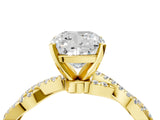 Yellow gold Cushion Cut Solitaire Twisted Pave Band with Four-Prong Setting_8