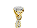 Yellow gold Cushion Cut Solitaire Twisted Pave Band with Four-Prong Setting_9