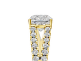 Yellow gold Cushion Cut Split Shank Pave Diamond Engagement Ring with Four-Prong Setting_33