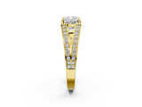 Yellow gold Cushion Cut Split Shank Pave Diamond Ring with Four-Prong Setting_34