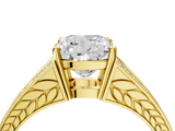 Yellow gold Cushion Cut Split Shank Pave Diamond Ring with Four-Prong Setting_36