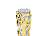 Yellow gold Cushion Cut Split Shank Pave Diamond Ring with Four-Prong Setting_37