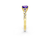 Yellow gold Cushion Cut Tanzanite Cluster Side Stone Solitaire Ring with Prong Setting_26
