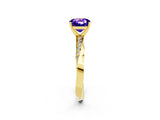Yellow gold Cushion Cut Tanzanite Engagement Ring with Side Stone Accents and Four-Prong Setting_26