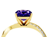Yellow gold Cushion Cut Tanzanite Engagement Ring with Side Stone Accents and Four-Prong Setting_88
