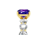 Yellow gold Cushion Cut Tanzanite Prong Setting with Side Stones on a Pave Band_5