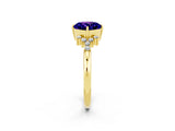 Yellow gold Cushion Cut Tanzanite Ring with Side Stones and Four-Prong Setting_38