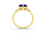 Yellow gold Cushion Cut Tanzanite Ring with Side Stones and Four-Prong Setting_39