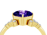 Yellow gold Cushion Cut Tanzanite Ring with Side Stones and Four-Prong Setting_40