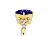 Yellow gold Cushion Cut Tanzanite Ring with Side Stones and Four-Prong Setting_41