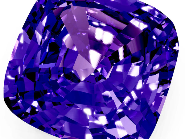 Yellow gold Cushion Cut Tanzanite Scattered Round Accent Ring with Prong Setting