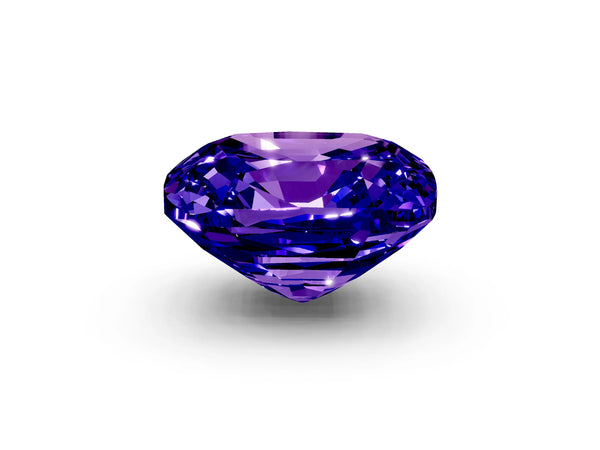 Yellow gold Cushion Cut Tanzanite Scattered Round Accent Ring with Prong Setting