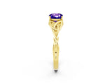 Yellow gold Cushion Cut Tanzanite Solitaire Celtic Knot Ring with Four-Prong Setting_14