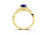 Yellow gold Cushion Cut Tanzanite Solitaire Celtic Knot Ring with Four-Prong Setting_15