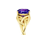 Yellow gold Cushion Cut Tanzanite Solitaire Celtic Knot Ring with Four-Prong Setting_17