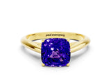 Yellow gold Cushion Cut Tanzanite Solitaire Engagement Ring with Cathedral Setting and Four-Prong Mount_24