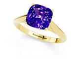 Yellow gold Cushion Cut Tanzanite Solitaire Engagement Ring with Cathedral Setting and Four-Prong Mount_25