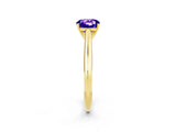 Yellow gold Cushion Cut Tanzanite Solitaire Engagement Ring with Cathedral Setting and Four-Prong Mount_32
