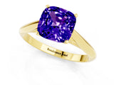 Yellow gold Cushion Cut Tanzanite Solitaire Engagement Ring with Cathedral Setting and Four-Prong Mount_79