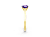 Yellow gold Cushion Cut Tanzanite Solitaire Engagement Ring with Cathedral Setting and Four-Prong Mount_80