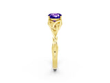 Yellow gold Cushion Cut Tanzanite Solitaire Engagement Ring with Celtic Knot Band and Four-Prong Setting_2
