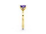 Yellow gold Cushion Cut Tanzanite Solitaire Engagement Ring with Classic Band and Four-Prong Setting_26