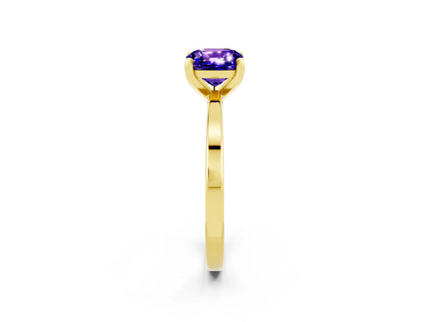 Yellow gold Cushion Cut Tanzanite Solitaire Engagement Ring with Classic Band and Four-Prong Setting_26