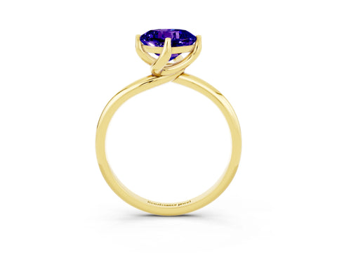 Yellow gold Cushion Cut Tanzanite Solitaire Engagement Ring with Four-Prong Setting and Classic Band_15