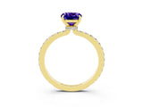 Yellow gold Cushion Cut Tanzanite Solitaire Engagement Ring with Pavé Band and Four-Prong Setting_3